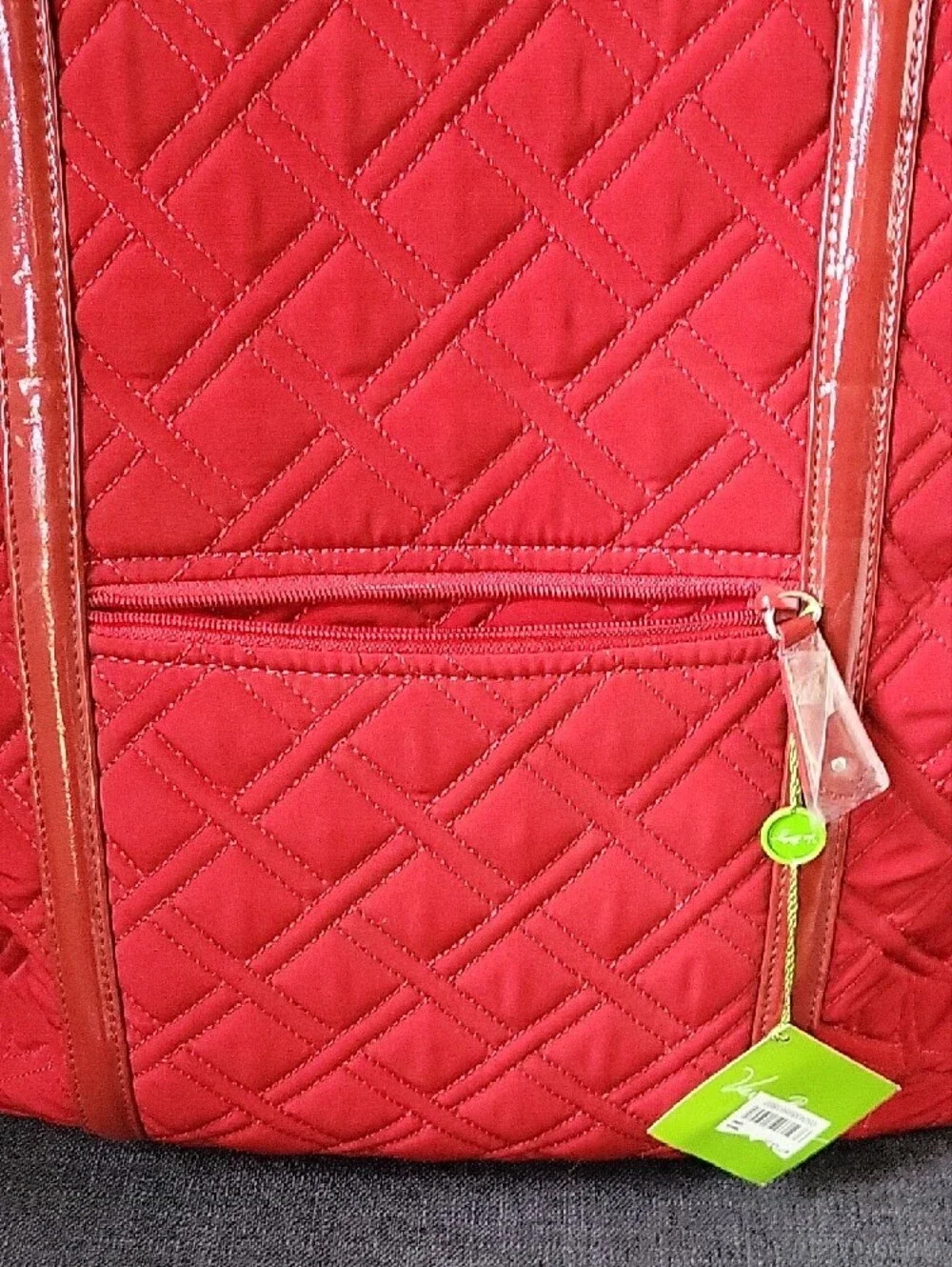 Vera Bradley Trimmed Vera Tote Tango Red Quilted NWT